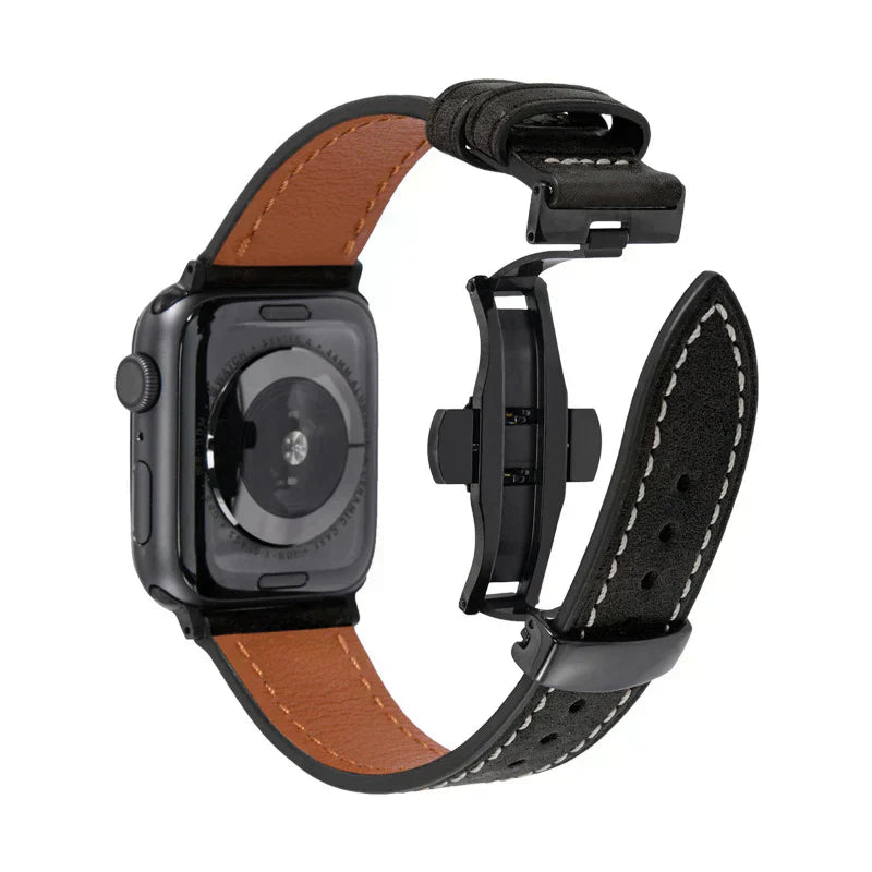Genuine Leather Band for Apple Watch with Strong Clasp