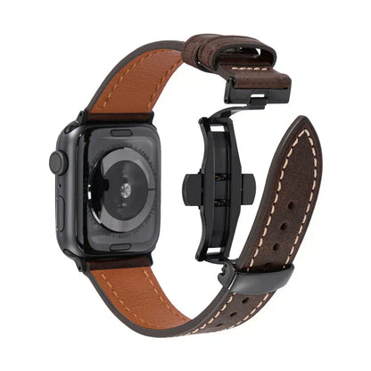 Genuine Leather Band for Apple Watch with Strong Clasp