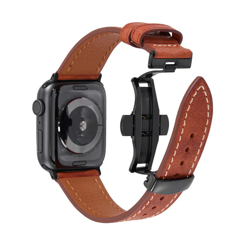 Genuine Leather Band for Apple Watch with Strong Clasp