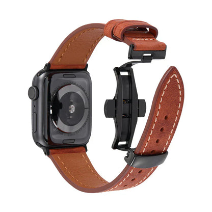 Genuine Leather Band for Apple Watch with Strong Clasp