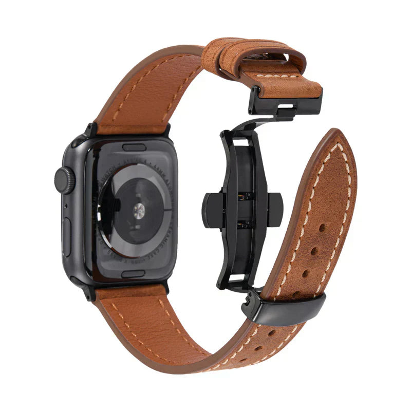 Genuine Leather Band for Apple Watch with Strong Clasp