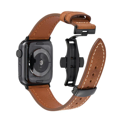 Genuine Leather Band for Apple Watch with Strong Clasp