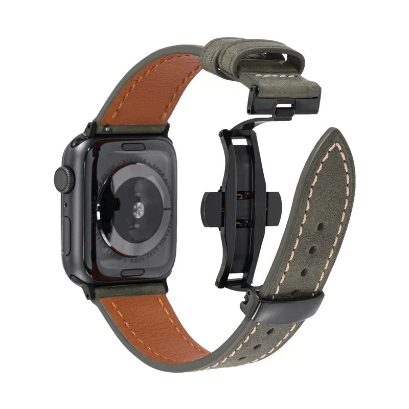 Genuine Leather Band for Apple Watch with Strong Clasp