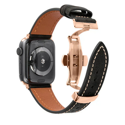Genuine Leather Band for Apple Watch with Strong Clasp