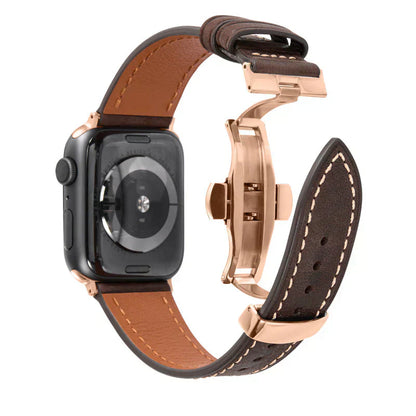 Genuine Leather Band for Apple Watch with Strong Clasp
