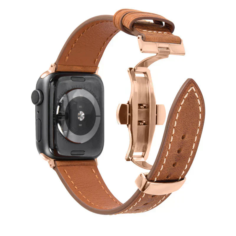 Genuine Leather Band for Apple Watch with Strong Clasp
