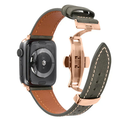 Genuine Leather Band for Apple Watch with Strong Clasp