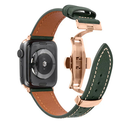 Genuine Leather Band for Apple Watch with Strong Clasp