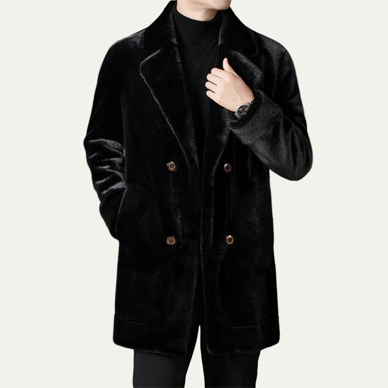 Warm Faux Fur Double Breasted Winter Coat