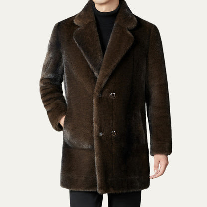 Warm Faux Fur Double Breasted Winter Coat