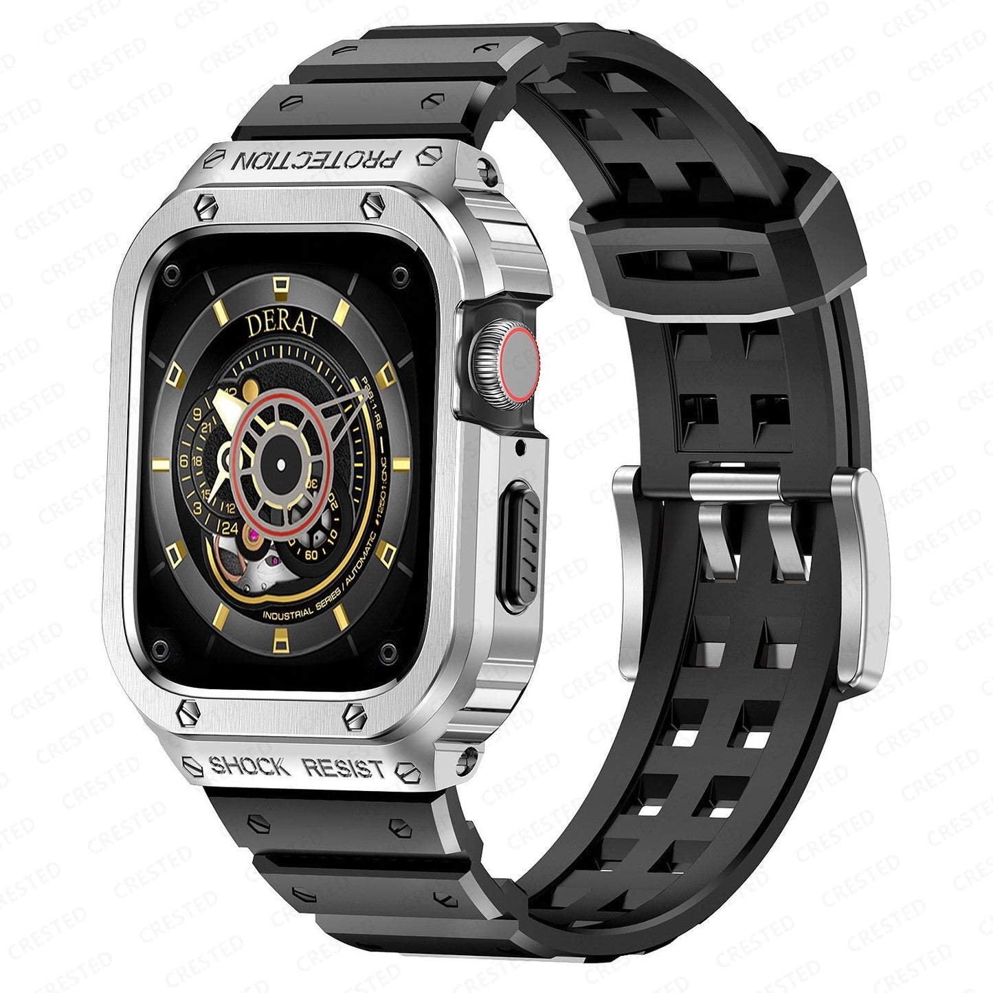Strong Rubber Strap With Stainless Steel Case Apple Watch
