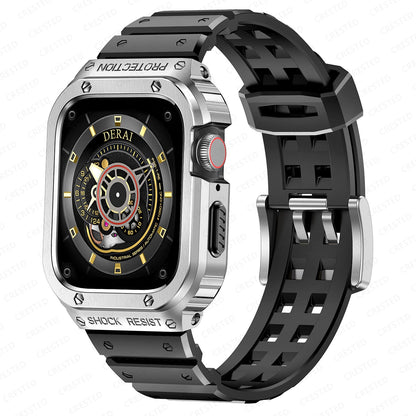 Strong Rubber Strap With Stainless Steel Case Apple Watch