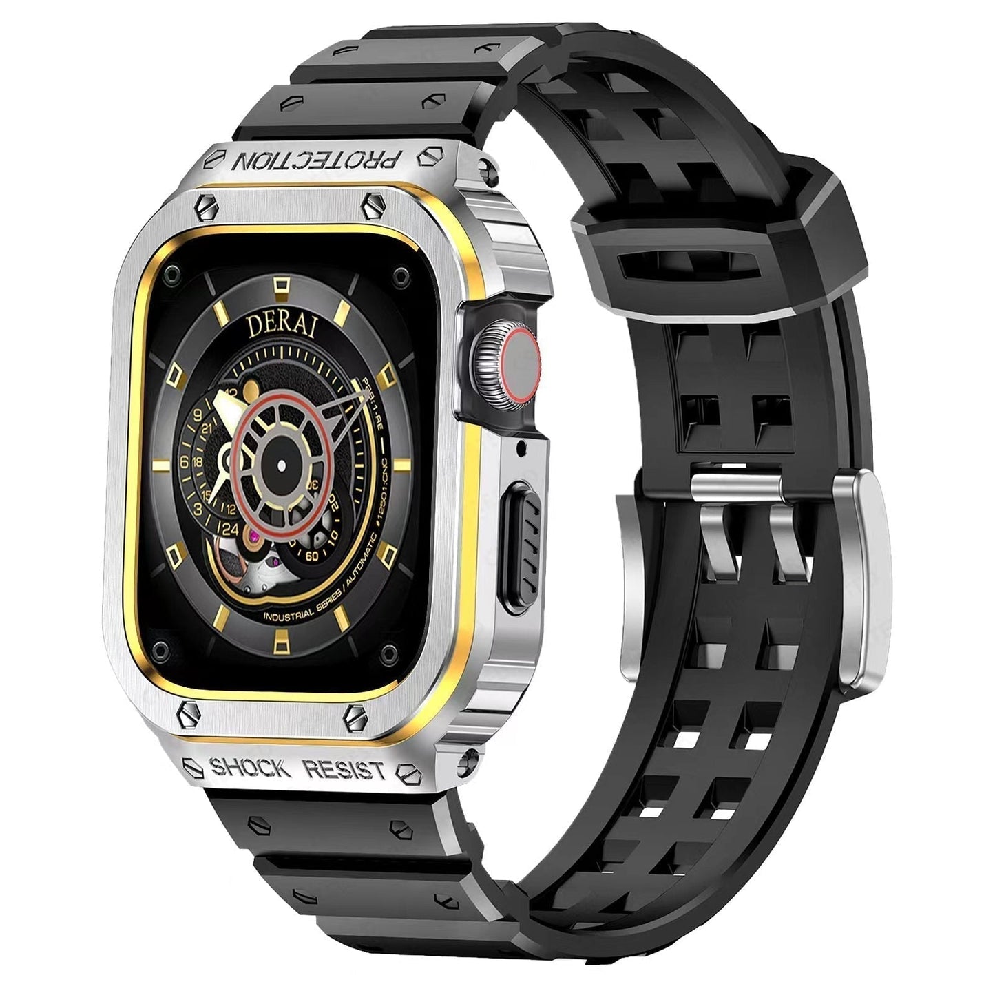 Strong Rubber Strap With Stainless Steel Case Apple Watch