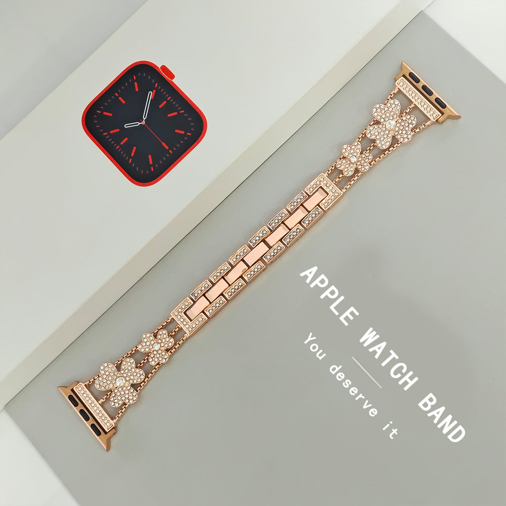 Sparkly Floral Crystal Apple Watch Band Bracelet