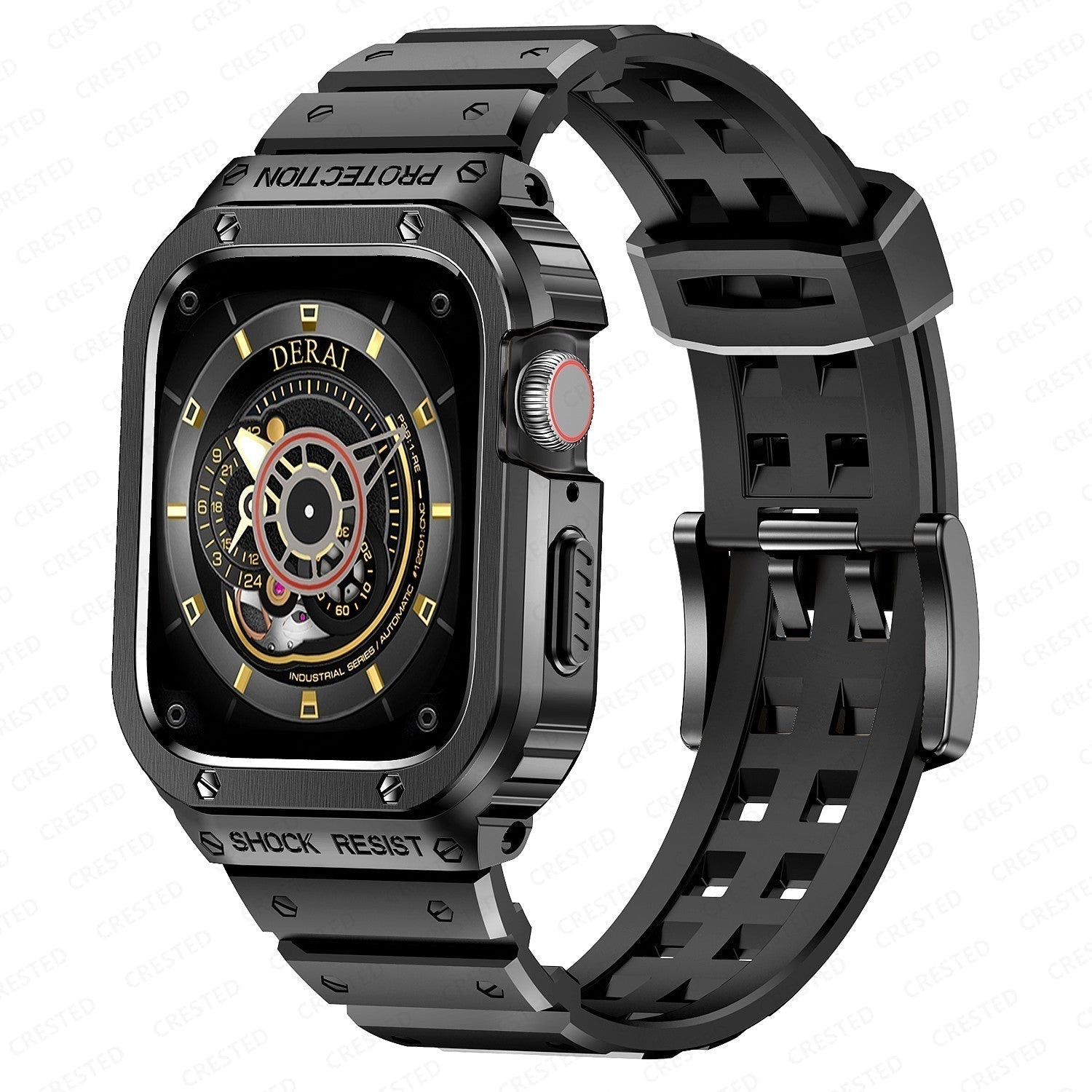 Strong Rubber Strap With Stainless Steel Case Apple Watch - OutfitLondon