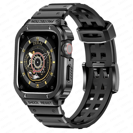 Strong Rubber Strap With Stainless Steel Case Apple Watch - OutfitLondon