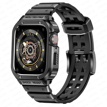 Strong Rubber Strap With Stainless Steel Case Apple Watch