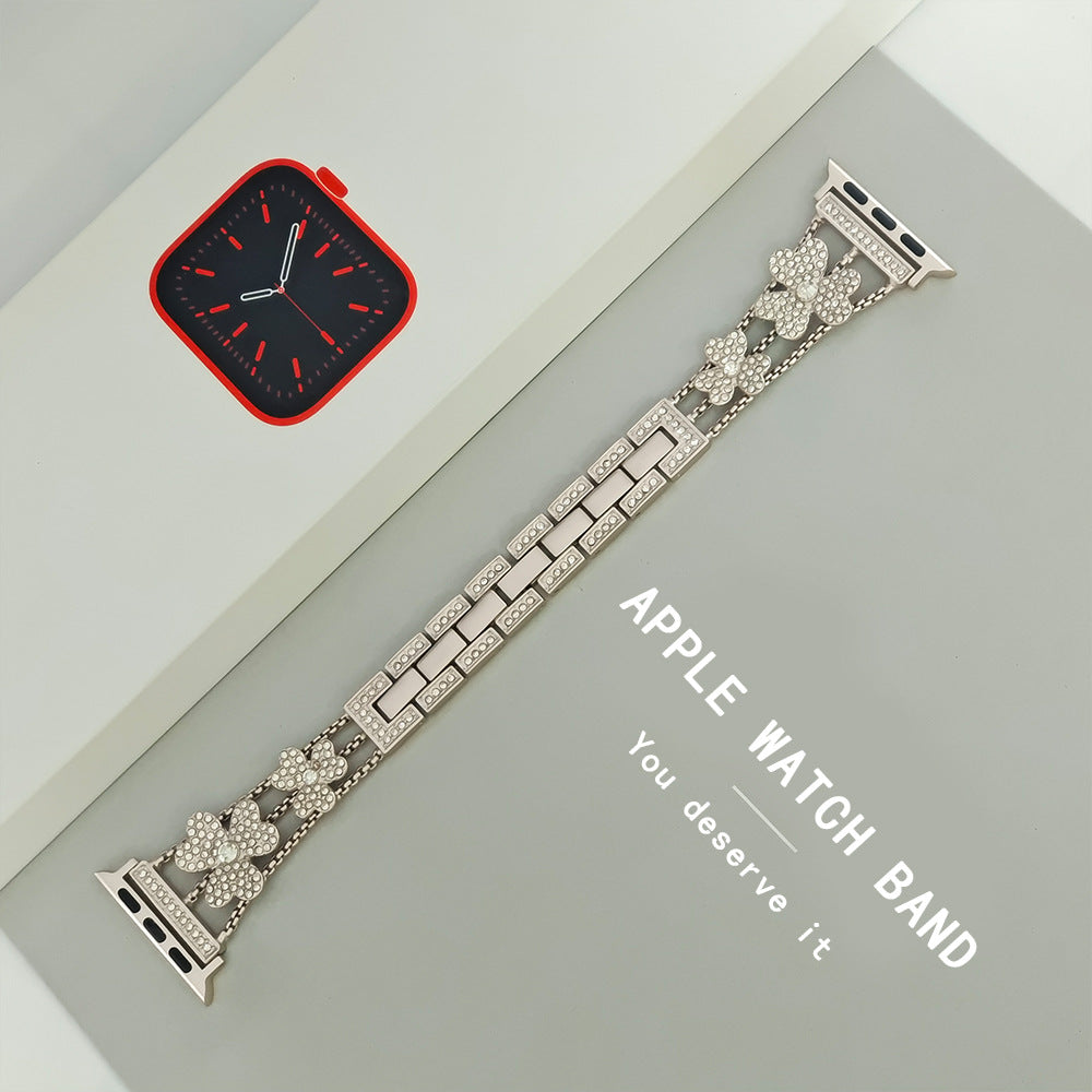 Sparkly Floral Crystal Apple Watch Band Bracelet