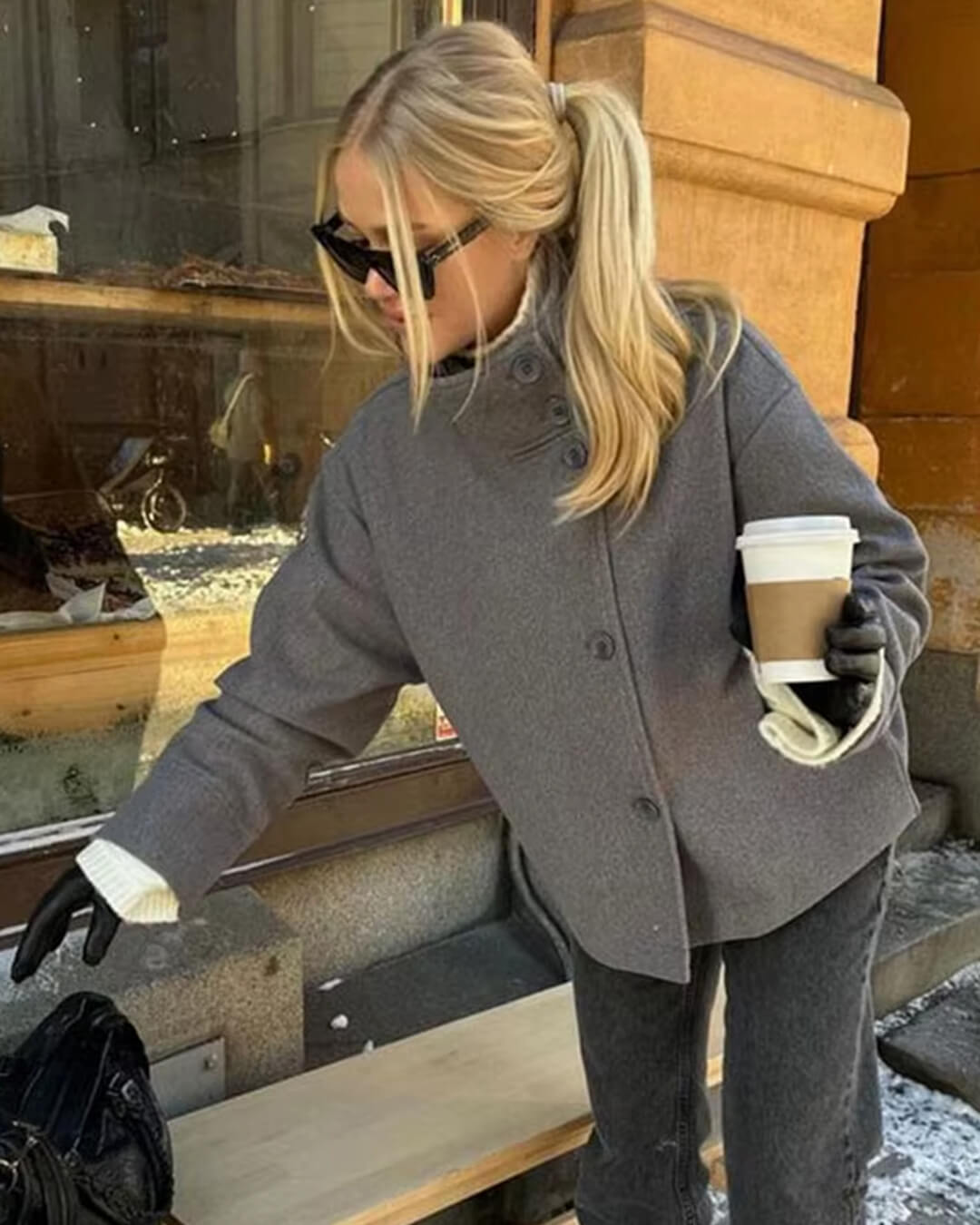 Thick Insulated Ladies Winter Parka Jacket with Big Hood