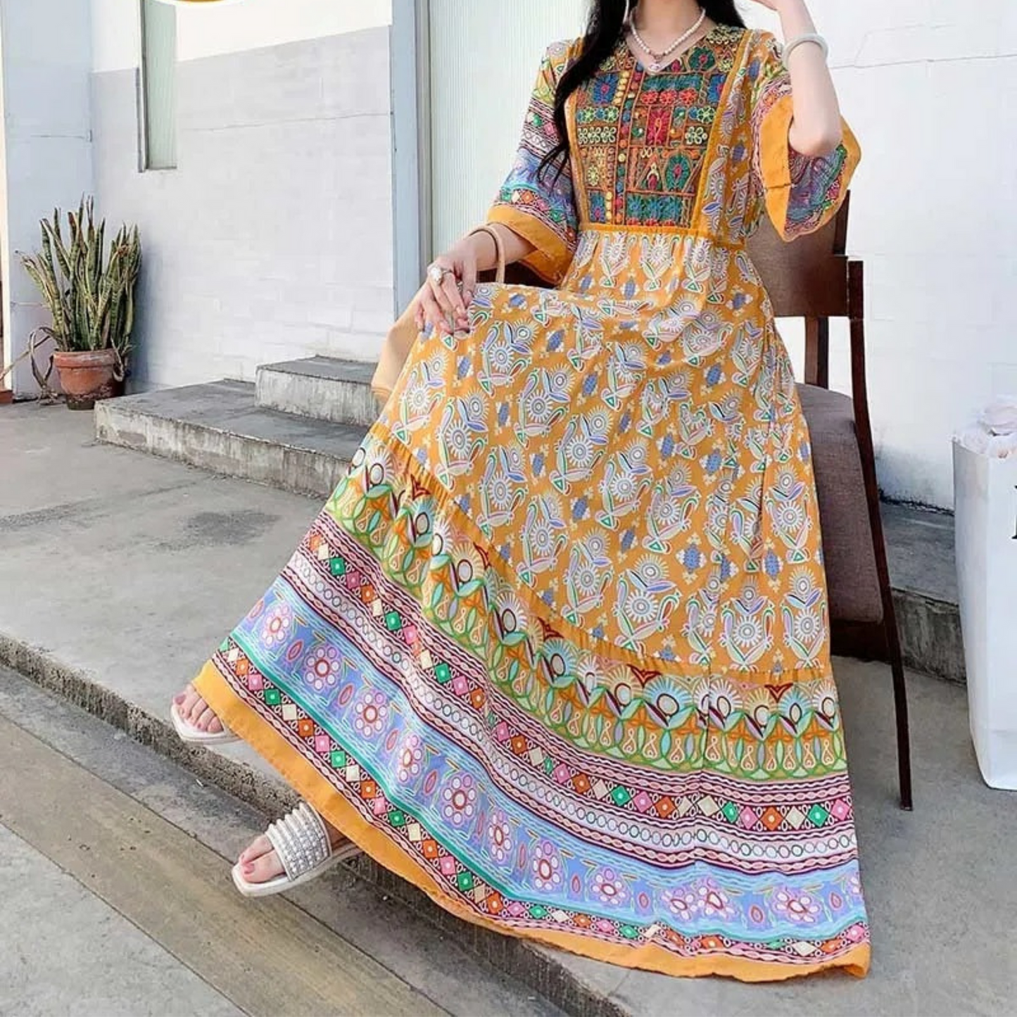 Women's Summer Floral Long Sundress - OutfitLondon