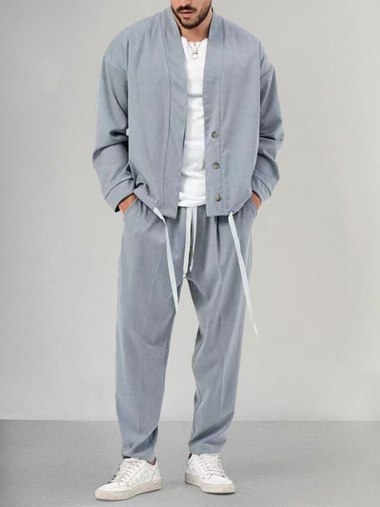 Relaxed Fit 2-Piece Jacket and Trousers Set