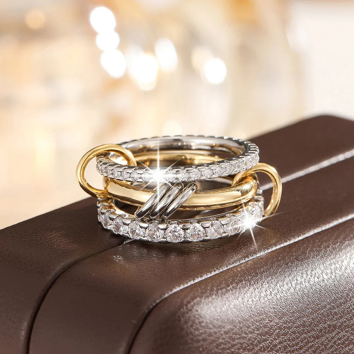 Classic Two Tone Copper Ring Set