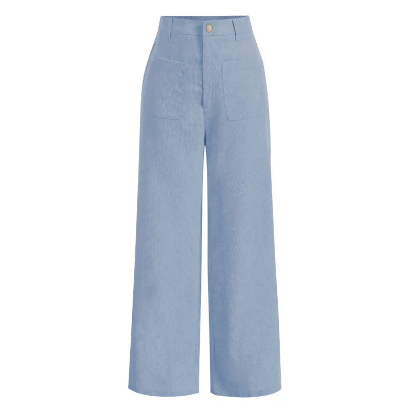 Comfortable High Waist Loose Fit Women's Pants with Pockets