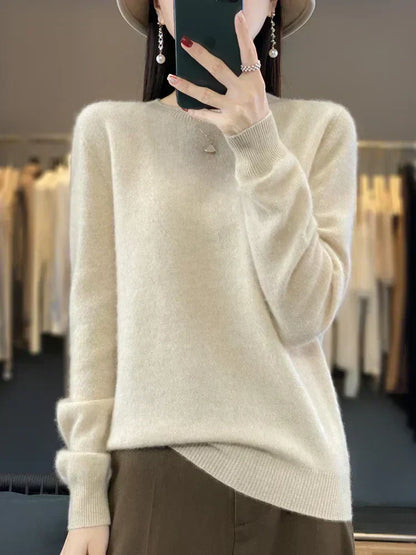 Cozy Warm Crew Neck Wool Sweater for Women