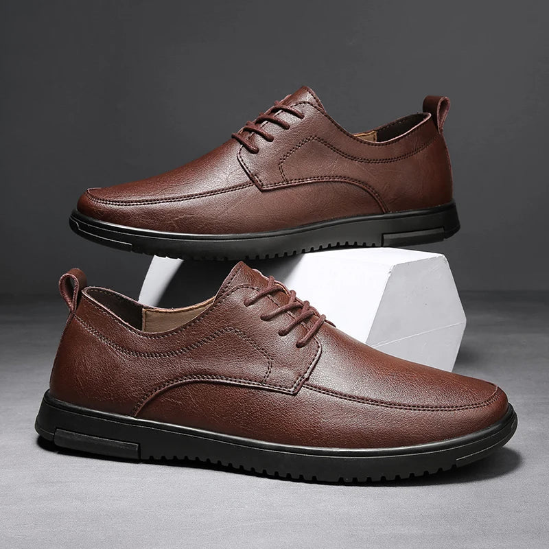Brown Real Leather Oxford Shoes