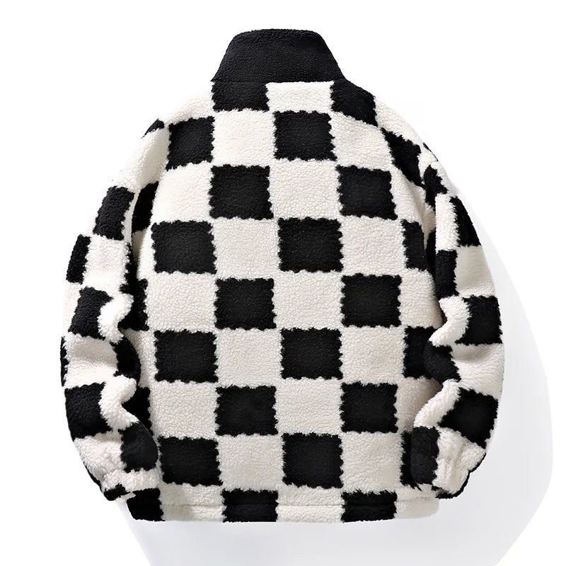 Warm Plaid Fleece Coat for Winter