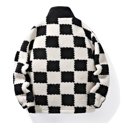 Warm Plaid Fleece Coat for Winter