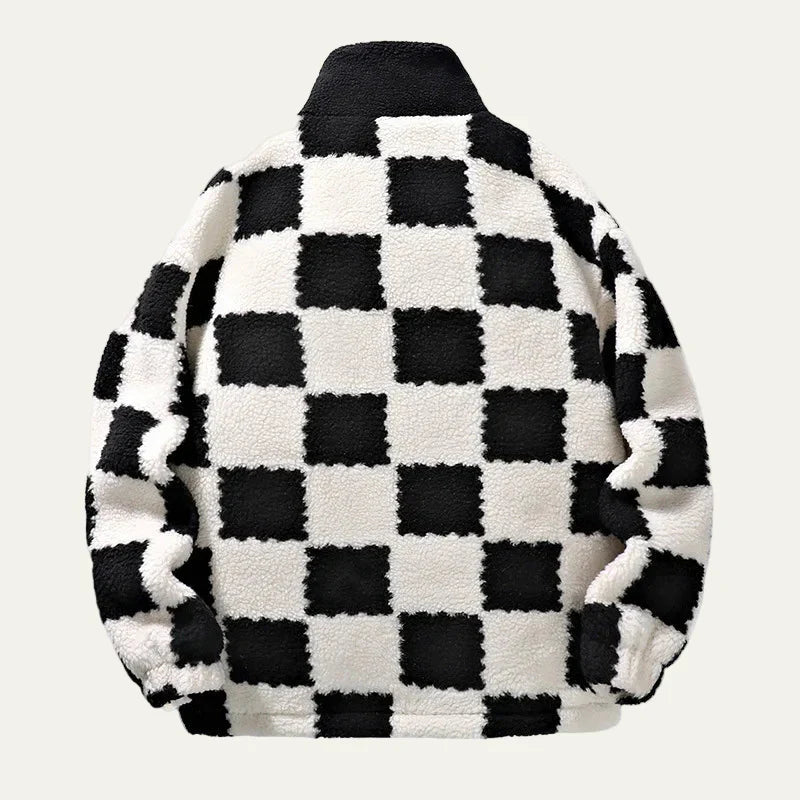 Warm Plaid Quilted Mens Fleece Jacket