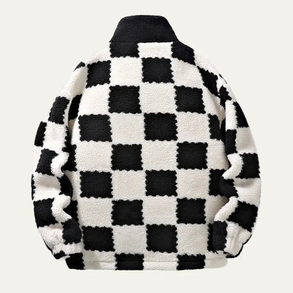 Warm Plaid Quilted Mens Fleece Jacket
