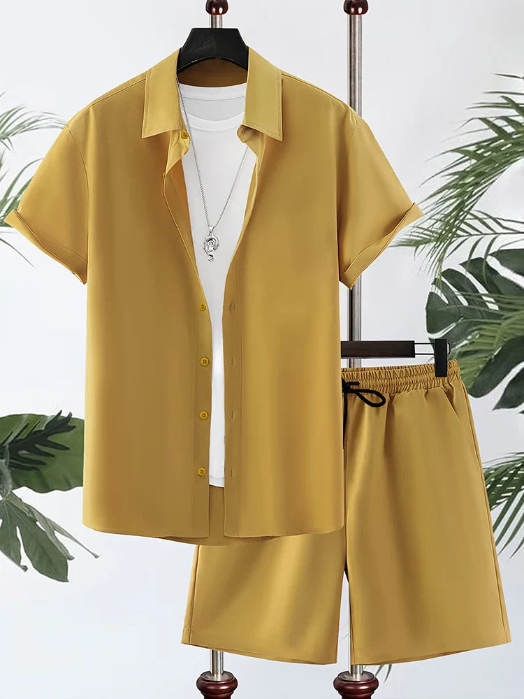 Comfortable Aloha Shirt and Shorts Beach Set
