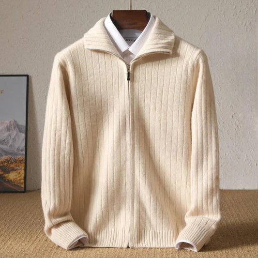 Premium Men's Cashmere Sweater - Classic Fit Cardigan - OutfitLondon