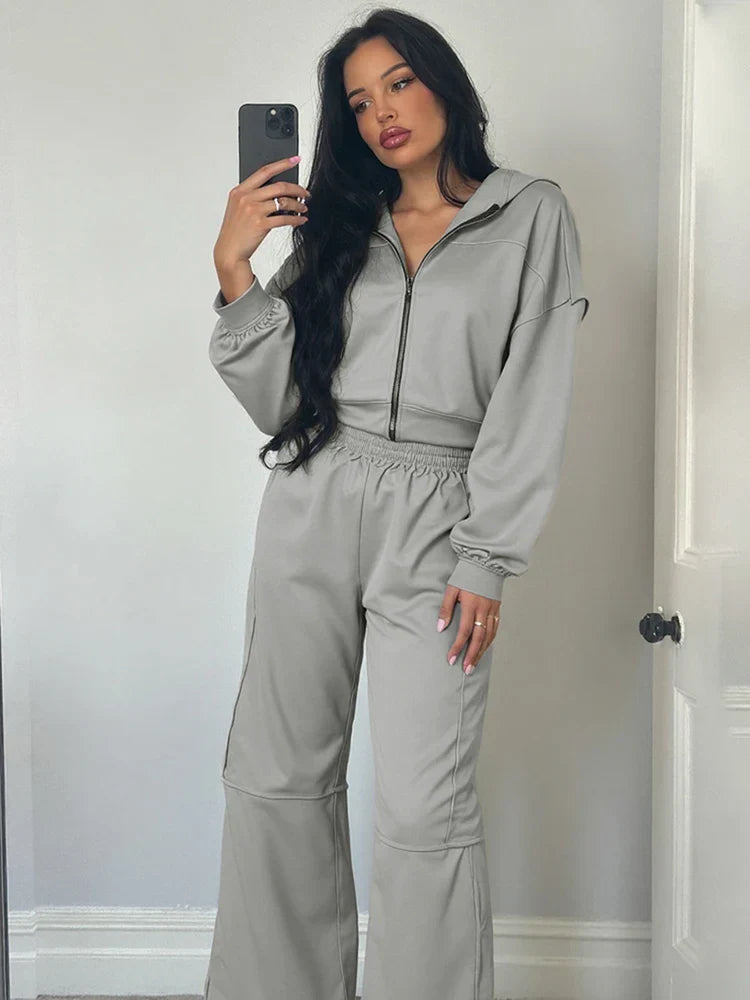 Relaxed Fit Striped Hoodie and Pants Set