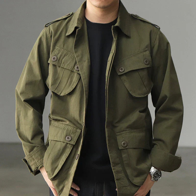 Men's Vintage Field Jacket Military Style Cotton - OutfitLondon