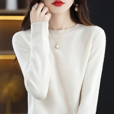 Warm Ladies Cozy Wool Crew Sweater