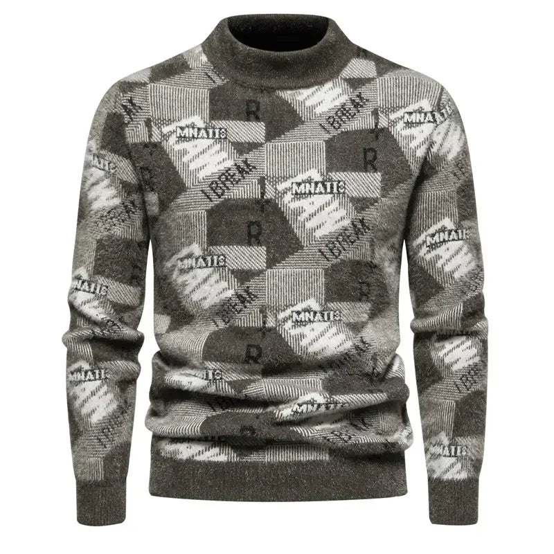 Faux Fur Crew Neck Men's Sweater