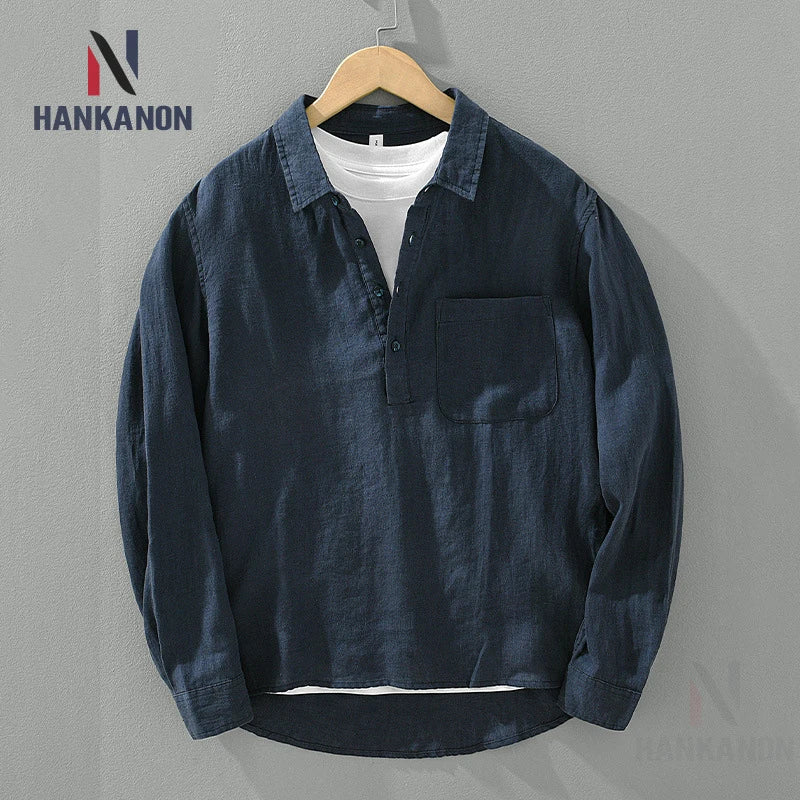Comfortable Classic Cotton Mens Long Sleeve Shirt - OutfitLondon