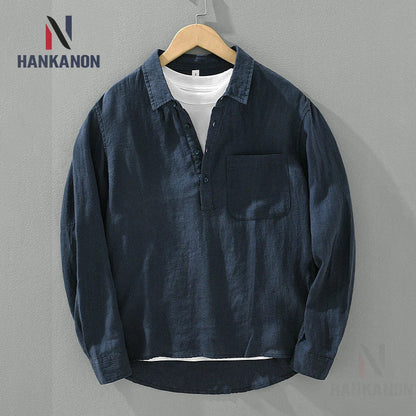 Comfortable Classic Cotton Mens Long Sleeve Shirt - OutfitLondon