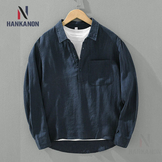 Comfortable Classic Cotton Mens Long Sleeve Shirt - OutfitLondon