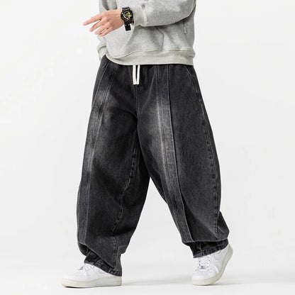 Renzo Women's Wide Leg Denim Pants Relaxed Fit Dark Blue
