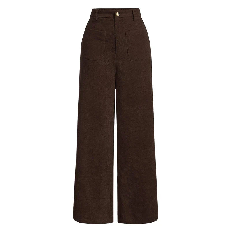Comfortable High Waist Loose Fit Women's Pants with Pockets
