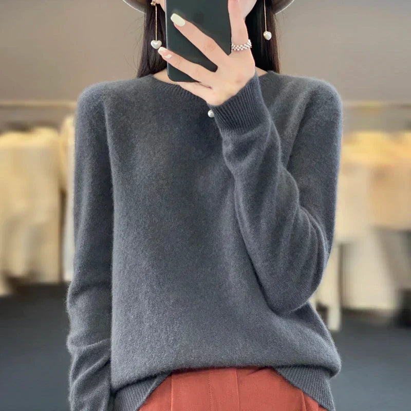 Premium Women's Merino Wool Crew Neck Sweater