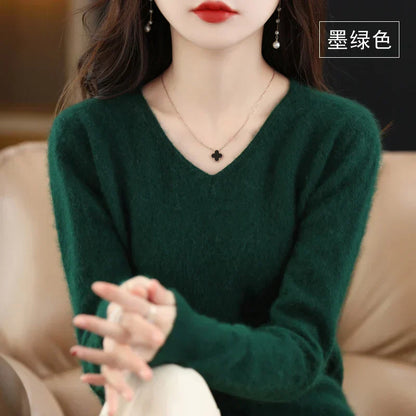 Soft Cashmere V Neck Sweater For Women Fit