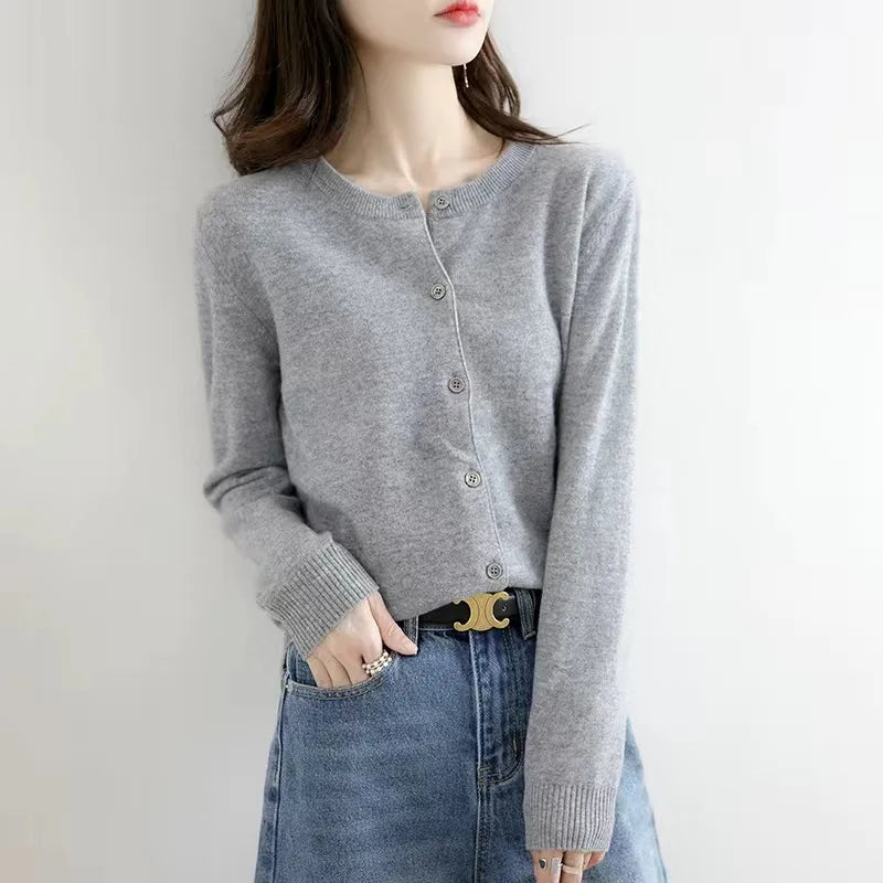 Warm Women's Crew Neck Cardigan Sweater