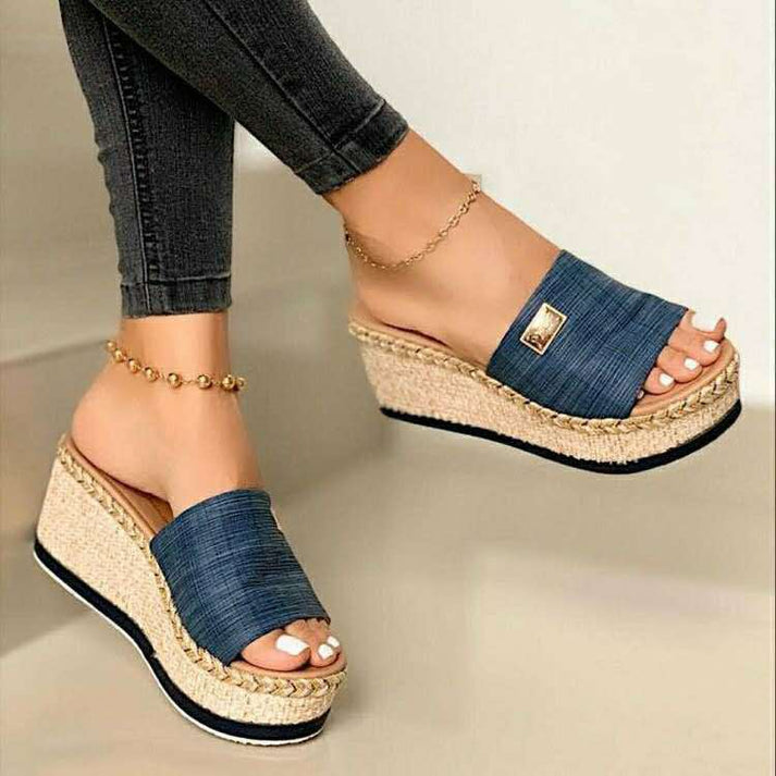 Comfortable Brown Espadrille Wedge Sandals