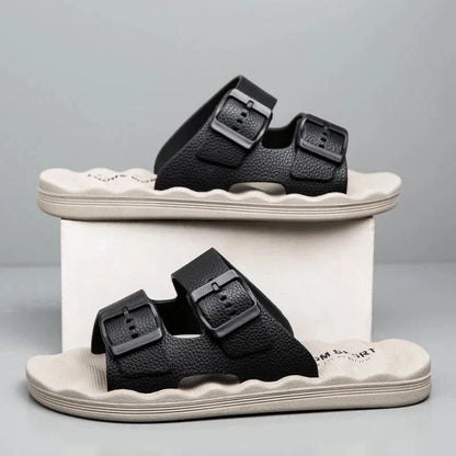 Delmar Comfort Slides - Soft Adjustable Sandals with Contoured Footbed - OutfitLondon