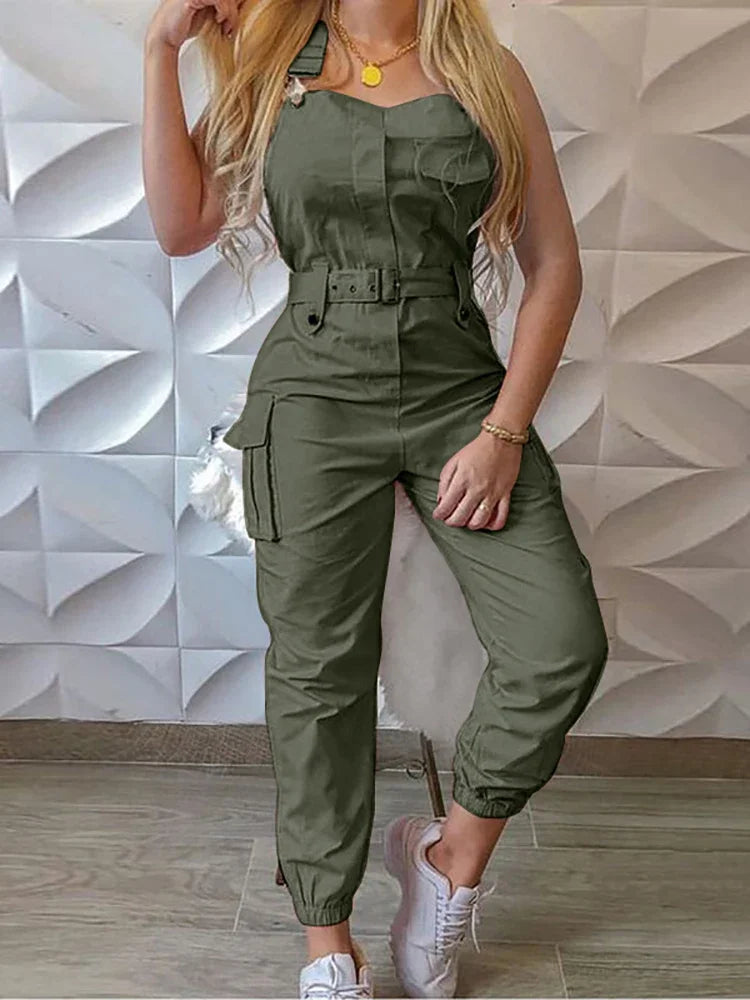 Comfortable Casual Jumpsuit with Elastic Waist - OutfitLondon